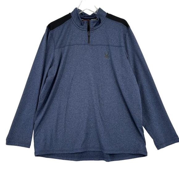 Spyder Active Quarter Zip Sweatshirt Mens Size L Blue Long Sleeve Pullover - Picture 1 of 9